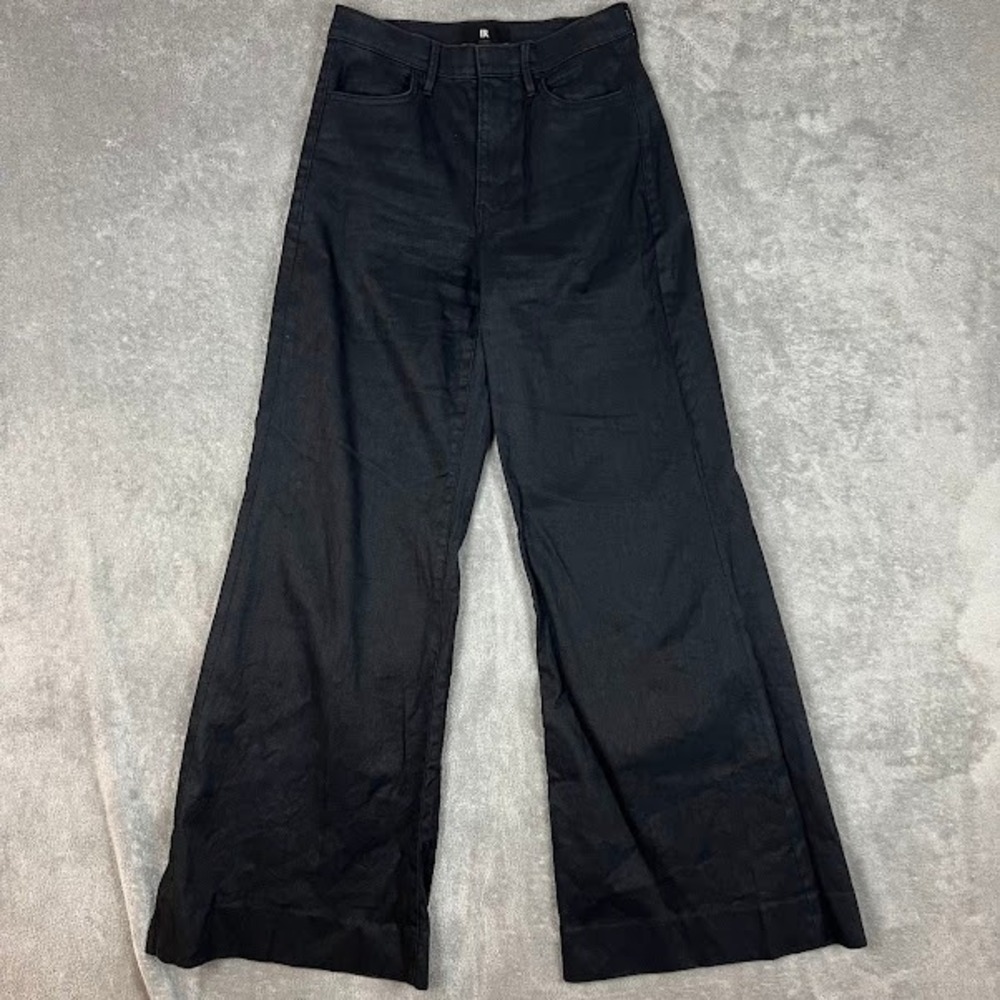 Banana Republic Wide Leg Linen Blend Pants Womens 25 Black Corpcore Career